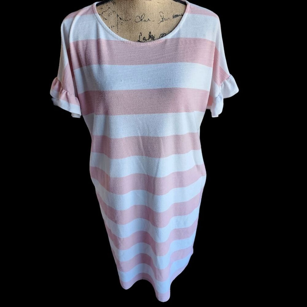 Reb In‎ J T-Shirt Dress Womens SZ Medium Striped Casual Beachy Coastal Vacation